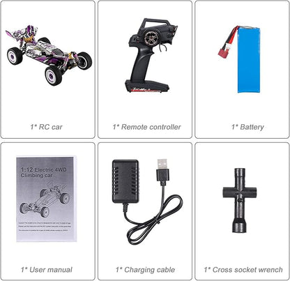 GoolRC WLtoys 124019 RC Car 1/12 Scale 2.4GHz 4WD 60km/h High Speed Racing Buggy Drift Car RTR Aluminum Alloy Chassis Zinc Alloy Gear 1 Battery