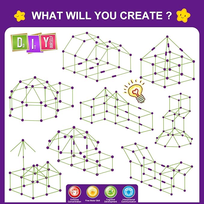 SpringFlower 100 PCS Glow in The Dark Fort Building Kit for KidsEducational Gift for 3 4 5 6 7 8 9 10 11 12 Years Old Boys and GirlsSTEM Construction Toys