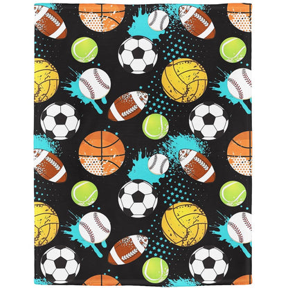 YISUMEI Sports Balls Fleece Blanket Plush and Warm Football Basketball Baseball Throw for Sport Fans Kids Adults Gifts 50"x60"