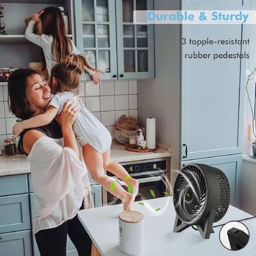 Dr.Prepare 8-Inch Desk Fan - Powerful & Quiet Tabletop Cooling Fan for Home & Office, Black