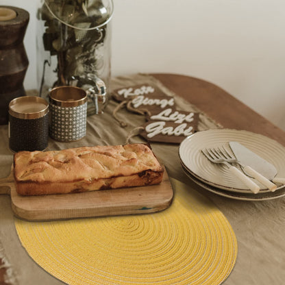 FunWheat Round Braided Placemats Set of 6 Place mats for Dining Tables Woven Heat Resistant Table Mats 15 inch (Yellow)
