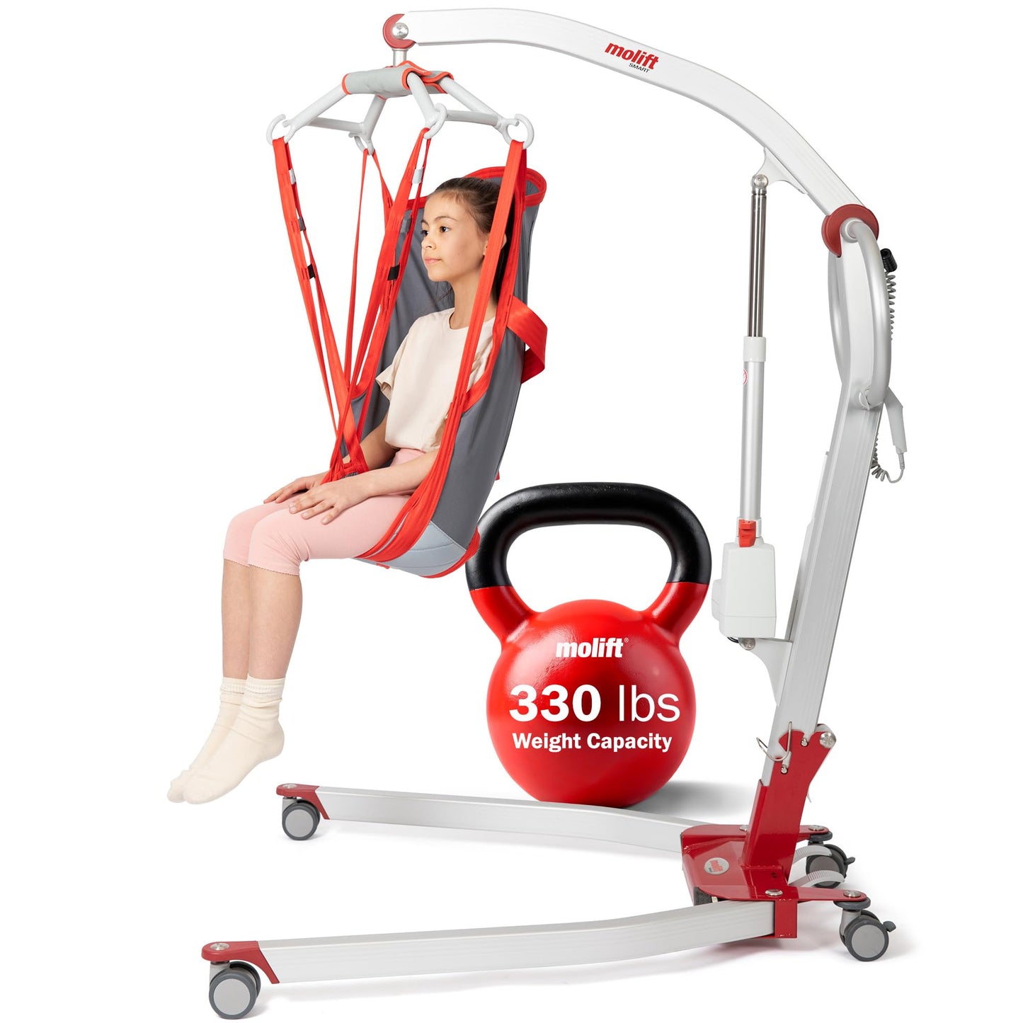 Molift Smart 150 Premium Electric Patient Lift Transfer Chair - No-Assembly Foldable Design for Home & Travel - Intelligent Professional-Grade Lift Assist for Elderly & Limited Mobility - 330 lbs Cap