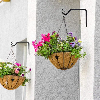 Skiennix Heavy Duty Plant Hangers - 2 Pack Black Metal Wall Hooks for Outdoor & Indoor Use