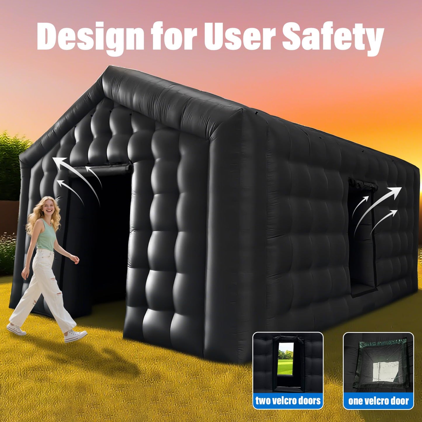 AKSPORT Inflatable Nightclub - Inflatable Party Tent for Adults with 2 Side Doors– Ideal for Music Festivals, Weddings, Raves, Corporate Events (Includes Blower & Repair Kit)