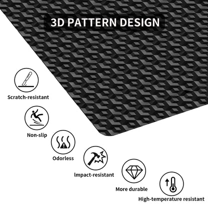 Office Chair Mat for Hardwood Floors, 48" x 36" Black 3D Pattern PVC Chair Mat, Heavy Duty Floor Protector for Rolling Chair, Easy Glide and Clean, Under Computer Desk Floor Mat for Home & Office Use