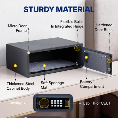 NORTHSKY Safe Box, 0.9 Cubic Feet Safety Box for Home, Anti-theft Fireproof Lock Box with Digital Keypad Key Lock, Safe for Valuables Jewelry, Cash and Documents, 16.6"W x 14.6"D x 7.87"H