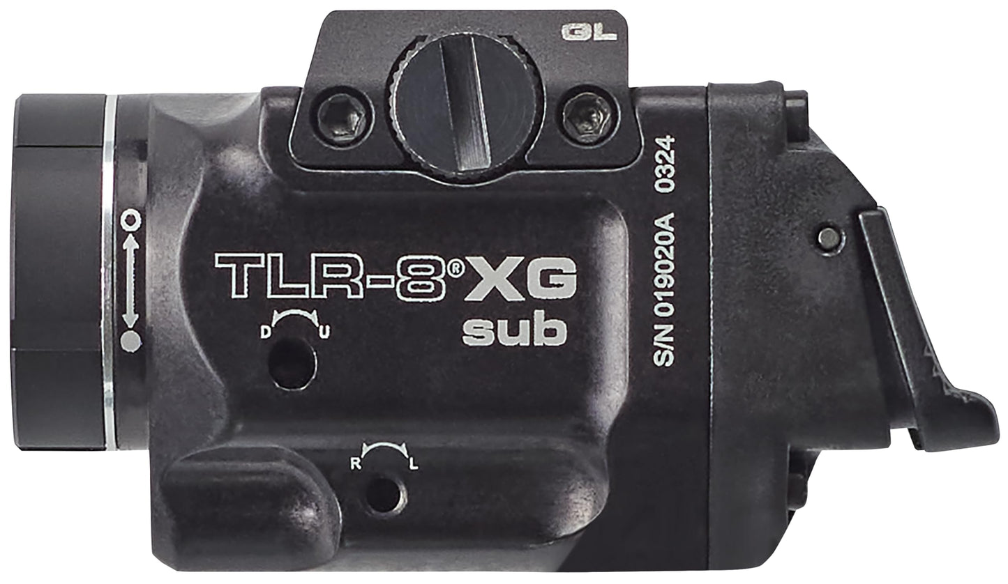 Streamlight 69431 TLR-8 X G sub 500-Lumen Rail-Mounted Tactical Weapon Light with Integrated Green Aiming Laser Exclusively for Glock 43X/48 MOS/Rail Only, Black