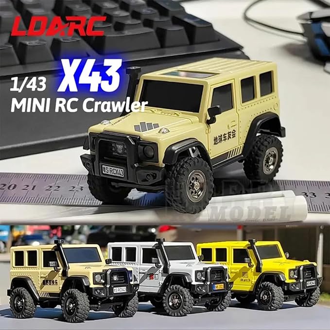LDARC 1:43 Scale Mini RC Crawler RTR RC Rock Truck 4x4 2.4GHZ Hobby Grade Remote Control Car Model Vehicle RC Buggy Comes with a DIY Replaceable Body Shell(Grey)