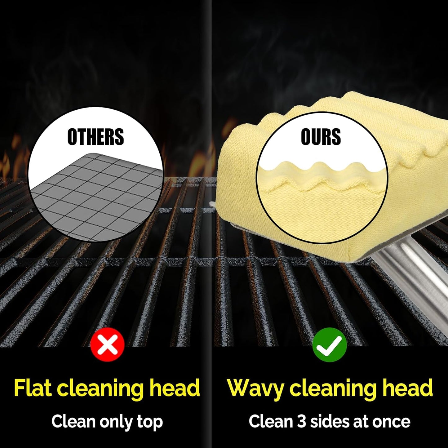 XUDAKAIXIN Grill Brush - Bristle-Free Aramid Fiber Pad for Cast Iron & Stainless Steel Grates | Safe Outdoor BBQ Cleaner