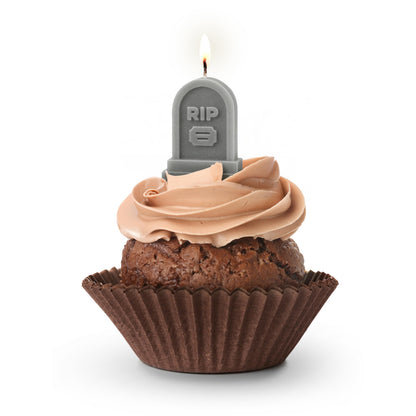 Genuine Fred Farewell Party Tombstone Birthday Candles – Set of 6 Gravestone Cake Toppers with Wooden Picks – Fun Candles for Milestone Birthdays, Retirements, and Halloween