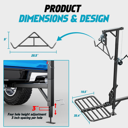 Truck Hitch Game Hunting Hoist - CROSSHIP Mounted Lifting System & Hitch Game Hoist - Easy 10-Minute Installation - 360 Degree Rotation, Detachable 3in1 (2025 Upgrade)