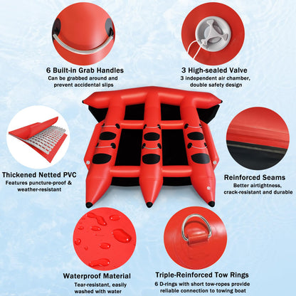 GYUEM Inflatable Towable Tubes for Boating, 2-6 Riders Flying Boat Tube for Seaside, Lake, Water Park for Water Sports - with Electric Pump, Grab Handles, Tow Points, Speed Safety Valve