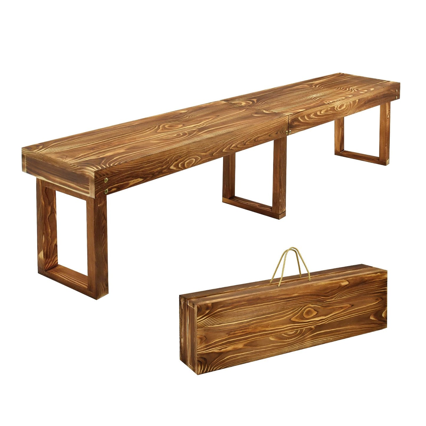 YEXINGlow 6Ft Outdoor Solid Wooden Bench, 71" Porch Bench Outdoor Backless Garden Bench, Long Outdoor Narrow Wood Bench for Deck Patio Entryway,Bears 900 pounds