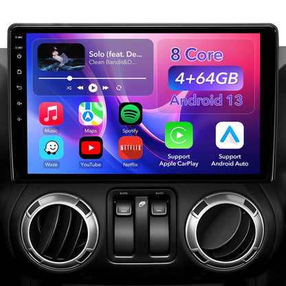 8 Core 4+64GB Car Radio Stereo Upgrade for Jeep Wrangler JK Compass Grand Cherokee Dodge Ram, Plug and Play 10.2'' Android 13 Head Unit with Wireless Carplay/Android Auto/1080P Backup Camera