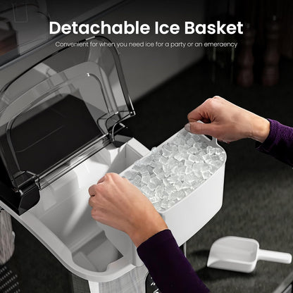 Kismile Nugget Ice Makers Countertop,35Lbs/24H,Portable Sonic Ice Machine with Self-Cleaning,One-Click Operation for Home/Office(Stainless Steels Silver)
