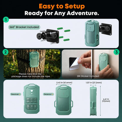 LETWESAF Accurate Radar Perimeter Alarm, 24GHz mmWave Radar Motion Sensor & Detector,1/2 Mile Wireless Range, Rechargeable Weatherproof Outdoor Security System for Home Property Yard Driveway Camping