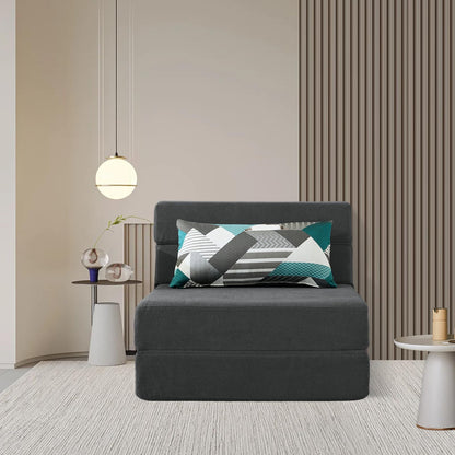 ANONER Fold Out Chair Bed Memory Foam with Pillow Futon Couch Folding Sleeper Chairs, Convertible Chair Bed Dark Gray, Single Size