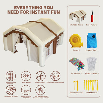 Easyair Inflatable Tent 167" x 152" x 93" Portable Kid Tent with 470W Blower, Inflatable Camping Tent Play Tent for Outdoor Backyard Birthday Party Playhouse for Kids