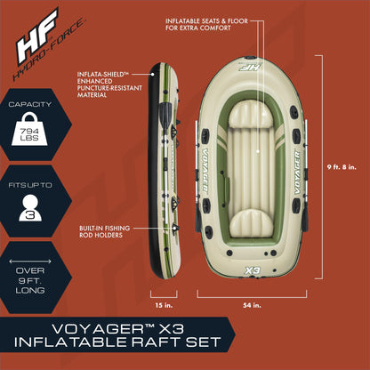 Hydro-Force Voyager X3 Inflatable Raft Set 9'8"