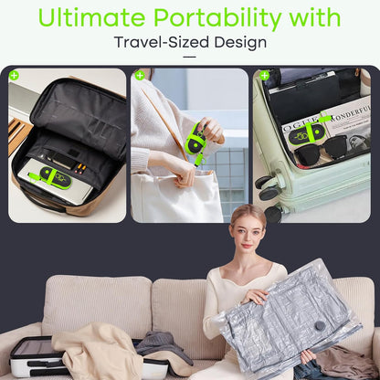 Vacbird Vacuum Bags - Travel Compression Packing Bags with USB Pump | 12 Pack Carry-On Size for Clothes