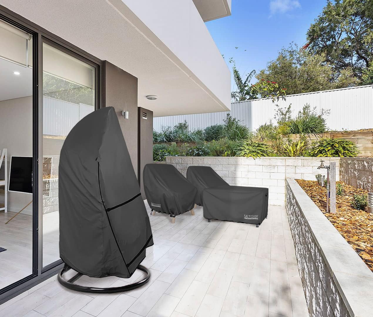 ULTCOVER Patio Egg Chair Cover - Waterproof Protection for Single Seat Swing | 45W x 33D x 68H Inches, Black