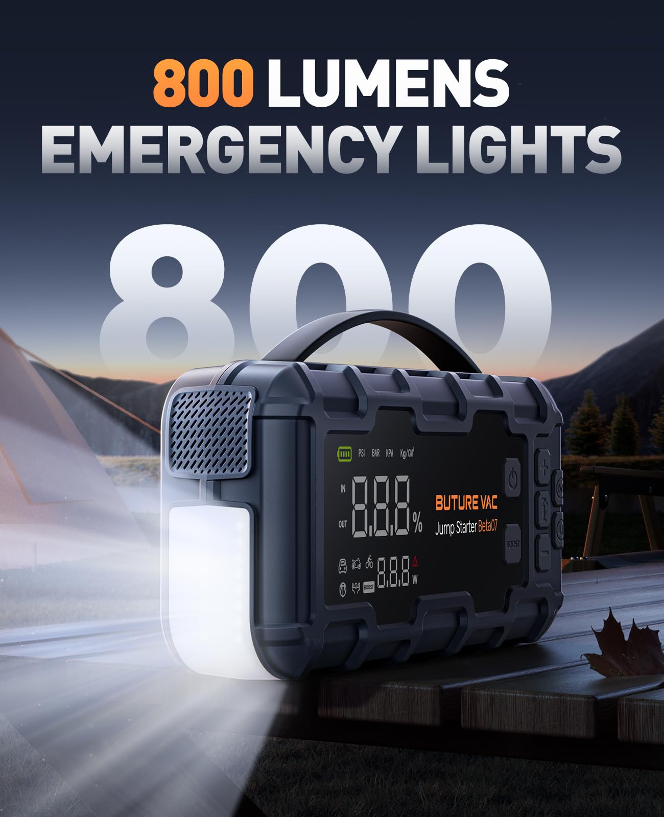 Portable 10-in-1 Car Battery Jump Starter with Air Compressor 8000A 160PSI 45W Charger, Jump Starter Jump Box (All Gas 14L Diesel), Car Battery Jumper Starter Portable Jumper Cables, Gloves, Lights