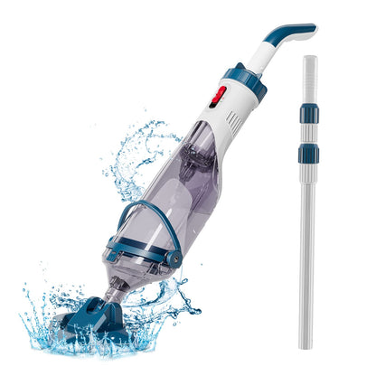 Pool Vacuum for Above Ground Pool with a Telescopic Pole, Running time up to 1H, Handheld Rechargeable Pool Cleaner with Powerful Suction up to 18.5 gallons/min, Ideal for Leaves & Debris, PC10