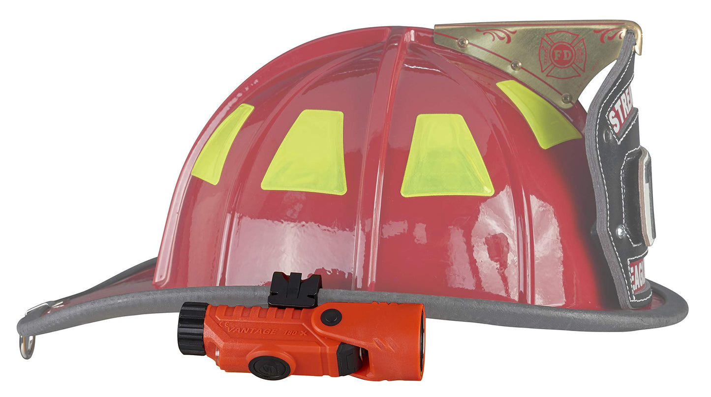 Streamlight 88901 Vantage 180 X 250-Lumen 7,200-Candela Helmet Mounted and Right Angle Firefighter LED Flashlight with Helmet Bracket, Orange