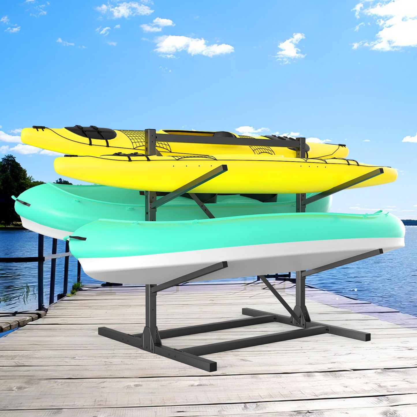 WALMANN Garage Kayak Rack, Heavy-Duty Metal Kayak Storage Rack 4-Tier Adjustable Freestanding Kayak Stand
