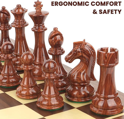 Large High Polymer Weighted Chess Pieces with 3.8'' King - 2 Extra Queens Tournament Chess Set - Chess Pieces Only Travel Chess Sets with Storage Bag for Family Board Game Gift