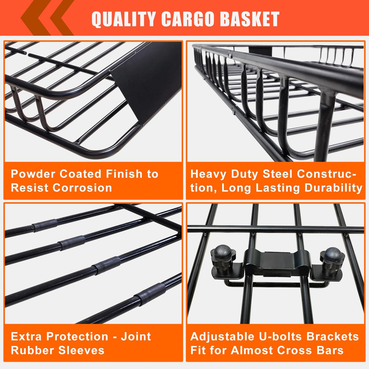 Roof Rack Carrier Carrier Basket 65"*39"*6"+Waterproof Bag 20 Cubic Feet(51"*40"*17"),and Cargo Net with Attachment Hooks,Ratchet Straps.200 Lbs Capacity,Universal Rooftop Small Size Roof Rack