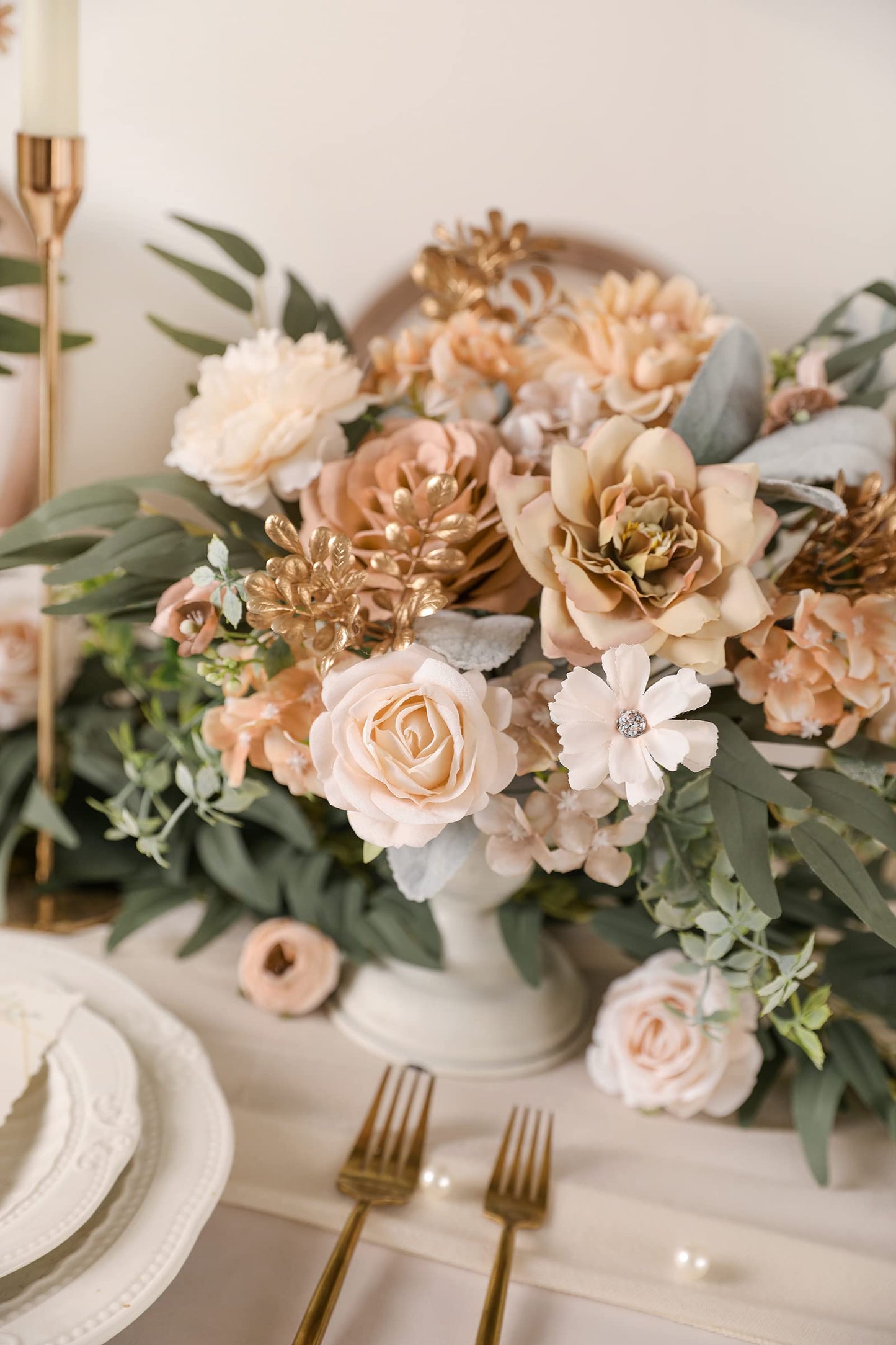 Serra Flora Artificial Flowers Combo Box Set Faux Flowers Bulk Flower Leaf with Stems for DIY Wedding Bouquets Centerpieces Baby Shower Party Home Decorations