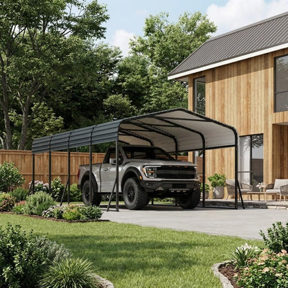 CABIHOME 10x20Ft Metal Carport Kits, Heavy Duty Carport with Galvanized Steel Roof, Reinforced Frame, Car Shelter for All-Weather Use, Outdoor Car Port Tent for Cars, Trucks, Boats, Tractors & RVs