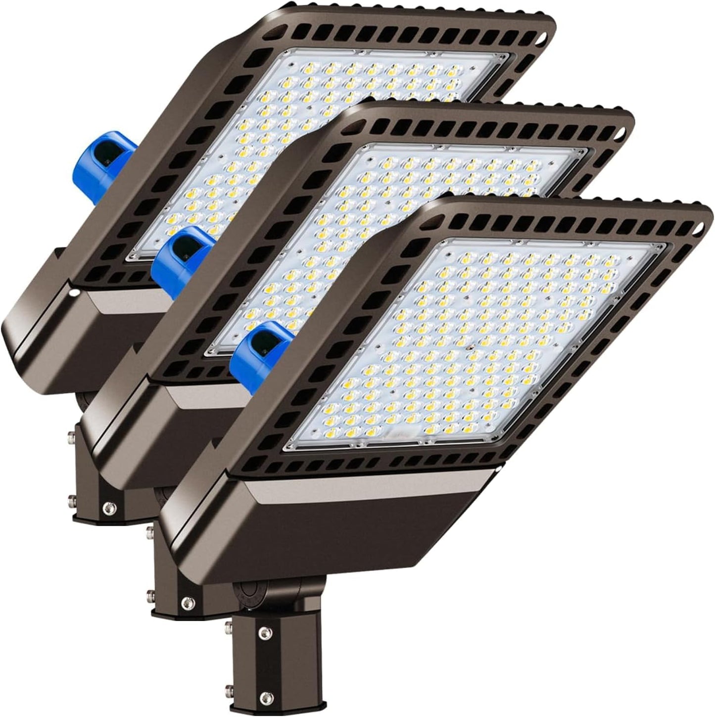 Juyace 300W LED Parking Lot Lights with Slip Fitter Mount Pole Flood Dusk to Dawn Outdoor Lighting Commercial Street 5000K IP65 Waterproof 100-277V (3 Pack)