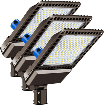Juyace 300W LED Parking Lot Lights with Slip Fitter Mount Pole Flood Dusk to Dawn Outdoor Lighting Commercial Street 5000K IP65 Waterproof 100-277V (3 Pack)