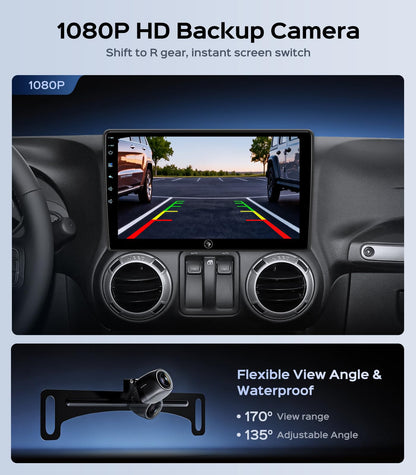 Linux Car Radio Stereo for Jeep Wrangler JK Compass Patriot Liberty Commander, 10.2 Inch Touchscreen Wireless CarPlay Android Auto GPS Navigation Head Unit WiFi Bluetooth FM/AM SWC