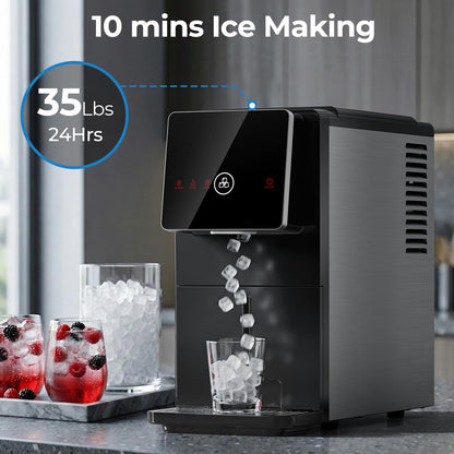 Electactic Nugget Ice Makers Countertop, Portable Ice Maker with Self-Cleaning, 35Lbs Per Day, Self Dispensing Design, One-Click Operation, 1.8L Water Tank, 1.5Lbs Ice Storage, for Multi-Scenario Use