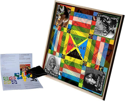 Jamaican Ludo 80’s Reggae Queens (Ludi/Ludy/Loodi) | 24in x 24in Board Game | Family Game Night Activity | Outdoor Games | Gift Ideas | Fun Easy Multi-Player Entertainment