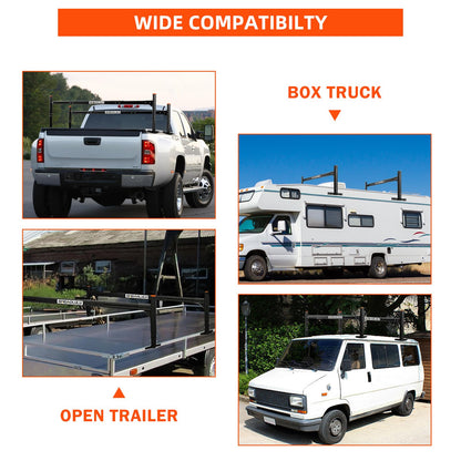 800 lbs Capacity Aluminum Trailer Ladder Rack,Cargo Box Truck Ladder Rack,Adjustable 6FT to 8.2FT Trailer Roof Ladder Rack with 2 Straps for Universal Enclosed Trailers and Open Trailers