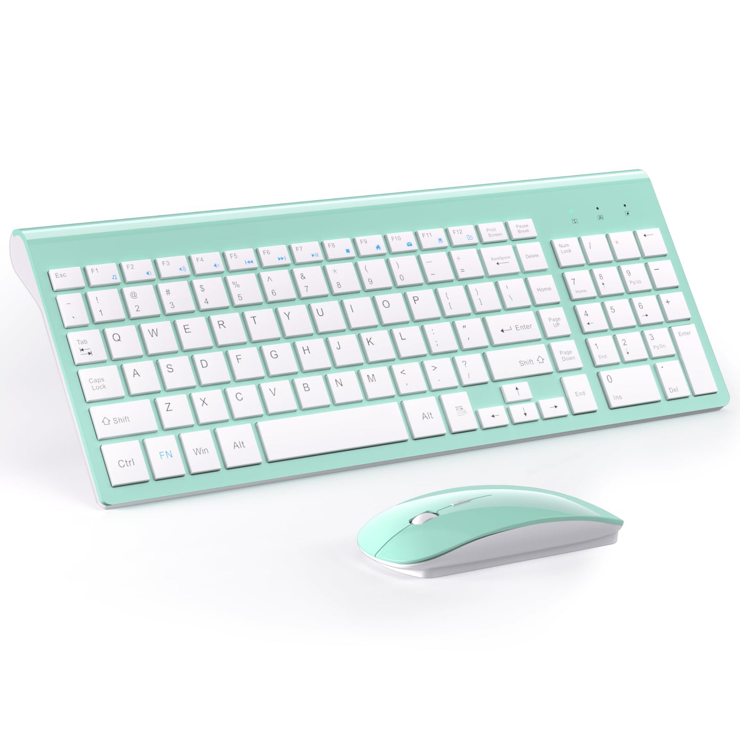 Wireless Keyboard and Mouse Ultra Slim Combo, TopMate 2.4G Silent Compact USB 2400DPI Mouse and Scissor Switch Keyboard Set with Cover, Batteries Included, for PC/Laptop/Windows/Mac - Gray Black