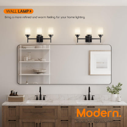 AONEON 3-Light Vanity Lighting Fixtures Oil Rubbed Bronze with White Frosted Glass Shade, Model T001ORB-L3