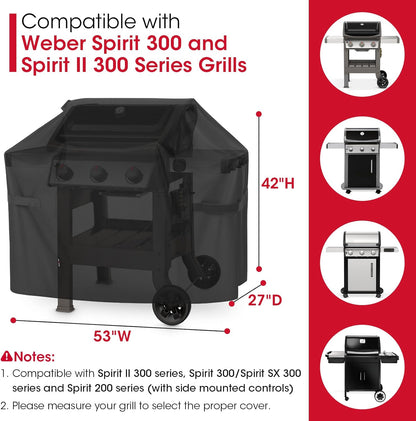 Unicook 53 Inch Grill Cover - Heavy Duty Waterproof BBQ Protector for Weber Spirit II 300 Series