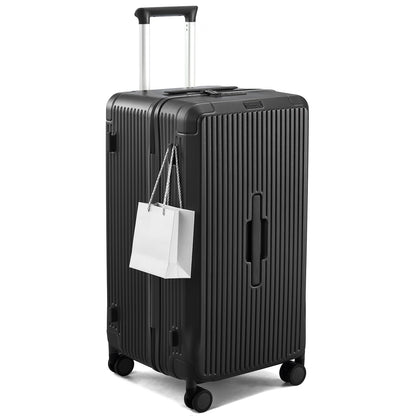 Hanke 24 Inch Checked Luggage, Large Capacity PC Hard shell Suitcase with 4:6 Deep Compartment, Fully Enclosed Interior, Spinner Wheels & TSA Lock for 7-10 day mid-length travel, Jet Black