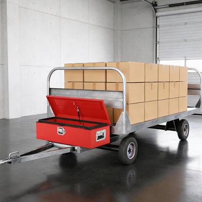 IDEALHOUSE Heavy Duty Diamond Plate Steel Truck Tool Box – Waterproof Metal Storage Chest with Lock & Side Handles – Secure Pickup Truck Toolbox for Trailers, RVs, Workshop (Powder-Coated Red)