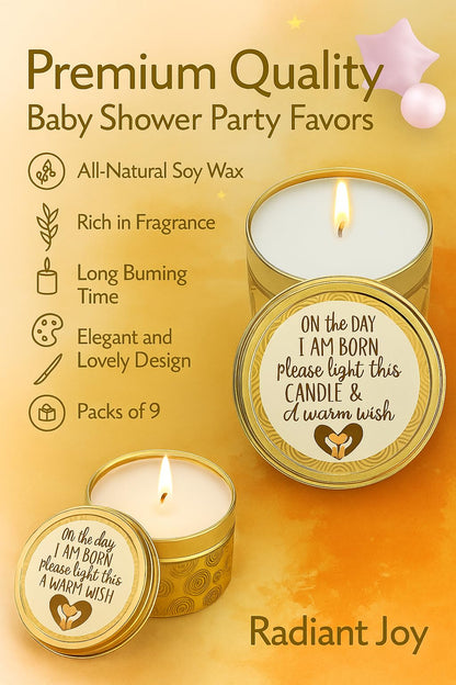 Majestic Zen Baby Shower Candle Favors Gift Set |9-Pack Neutral Scented Soy Wax Candles with Fresh Baby Powder |Long Lasting 40 Hour Burn |Unique Gender Reveal Party Favors & Baby Shower Decorations