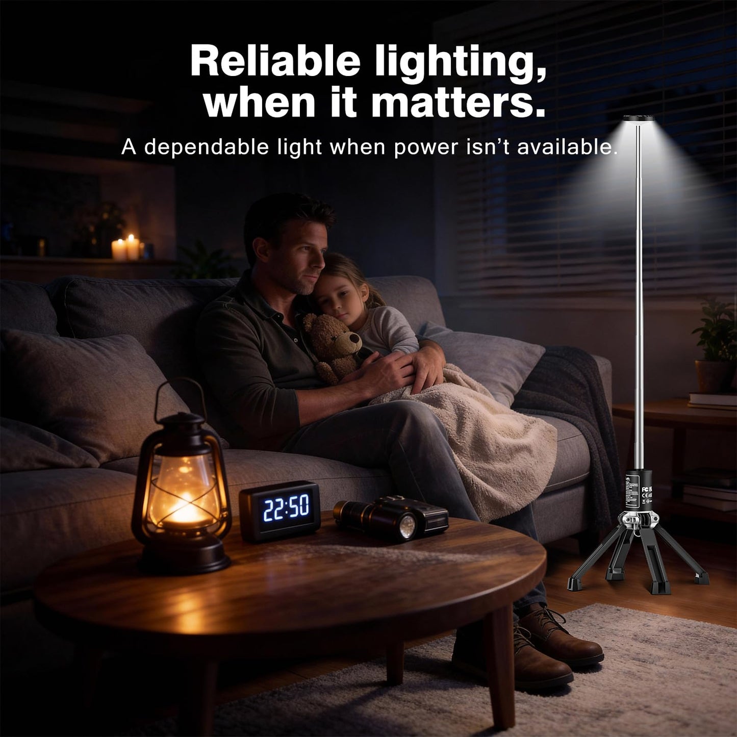 MTRVR Premium Telescopic Camping Lantern – 20000mAh Rechargeable LED Outdoor Light, IP44 Water-Resistant, Aluminum Telescopic Pole & Foldable Tripod – 21H Long-Lasting Emergency, RV & Camping Lighting