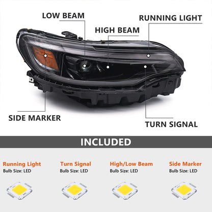 Huray HID Headlight Assembly for Jeep Cherokee 2019-2023 [Only for Xenon Type] OE Head Lamp Replacement Passenger Side