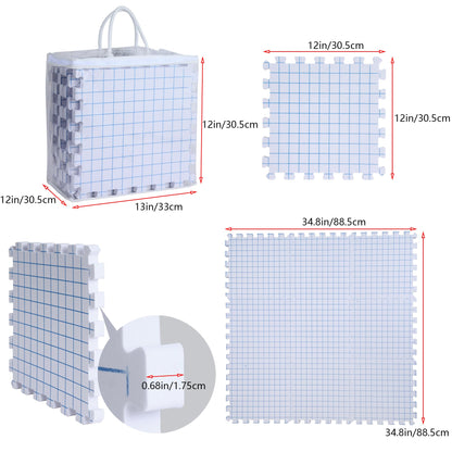 9 Pack Blocking Mats for Knitting & Crochet Project, Extra Thick Knitting Blocking Mat with Grid Lines，Knitting Mats with 100 T-Pins and Storage Bag