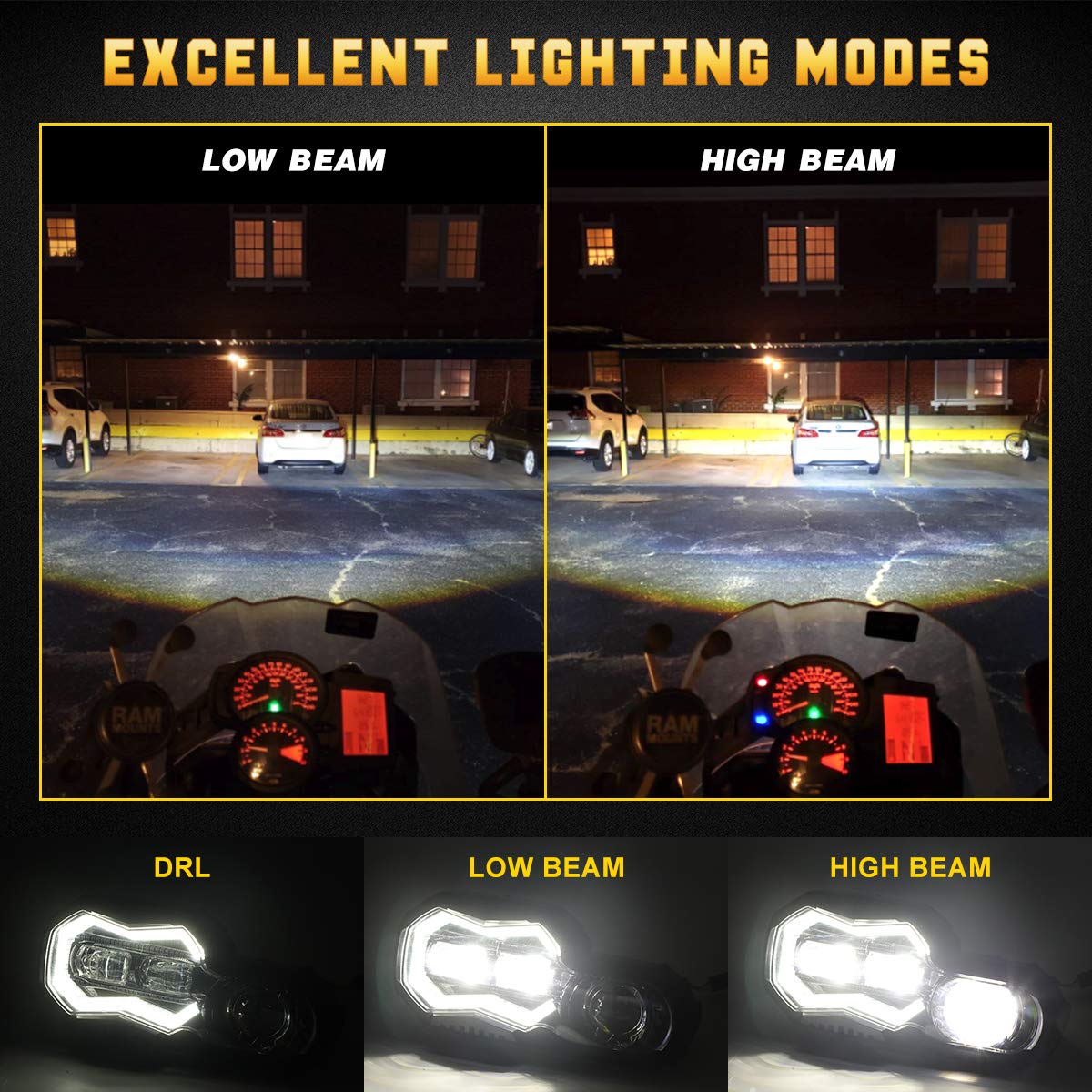 M MIBAHE LED Headlight High Low Beam with DRL LED Headlight Assembly Compatible with BMW F800GS F800GS Adventure F700GS F650GS