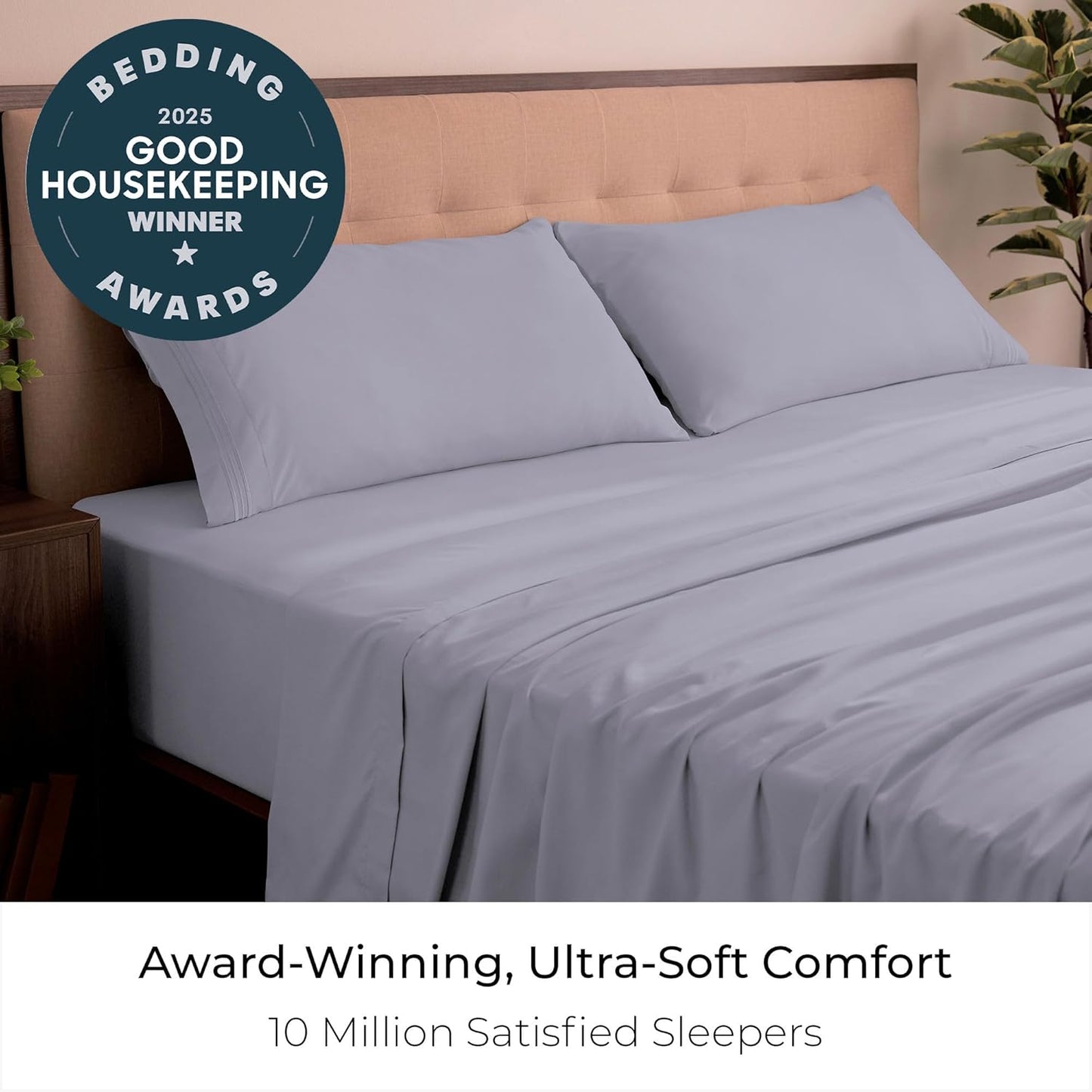 Mellanni California King Sheets Set - 4 PC Luxury Bedding | Extra Soft, Cooling, Wrinkle-Resistant (Cal King, Lavender)